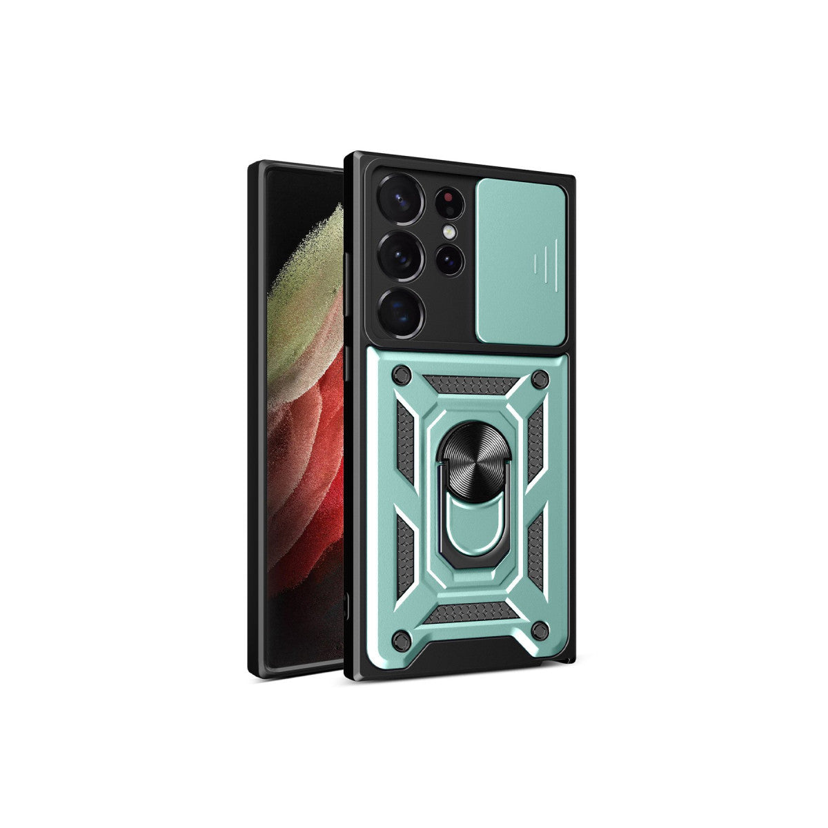 Newface Samsung Galaxy S23 Ultra Kılıf Pars Lens Yüzüklü Silikon
