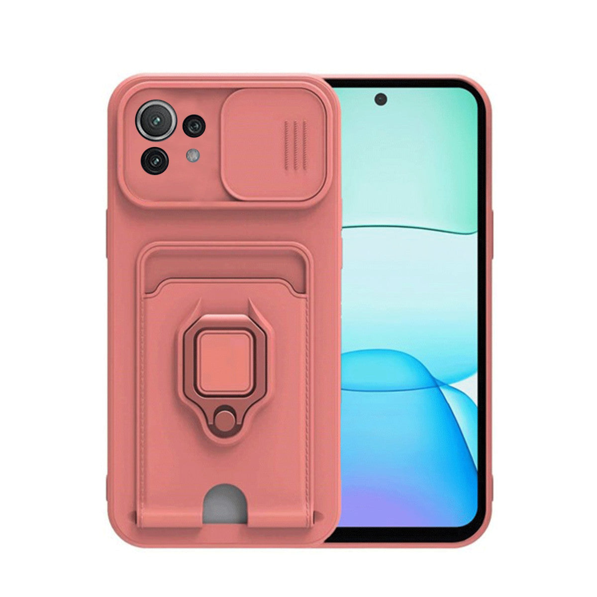 Newface Xiaomi Mİ 11 Lite Kılıf Zuma Kartvizitli Yüzüklü Silikon