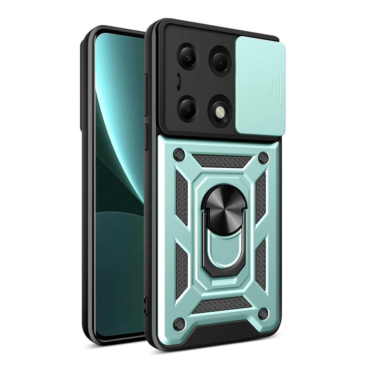 Newface Xiaomi Poco M6 Pro 4G Kılıf Pars Lens Yüzüklü Silikon