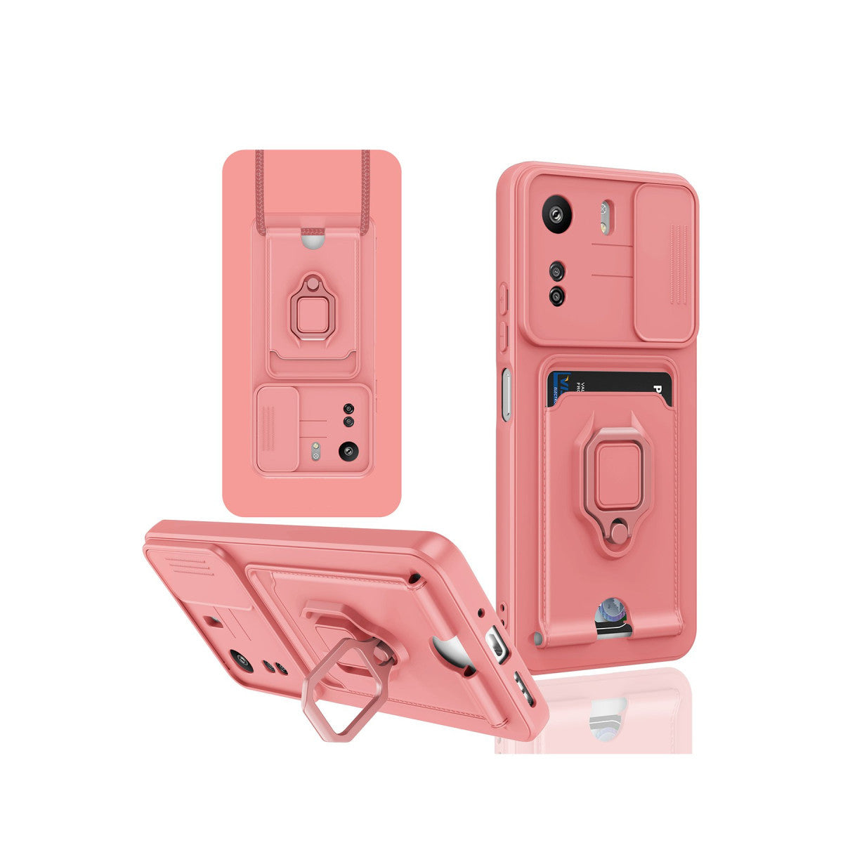 Newface Xiaomi Redmi 13C Kılıf Zuma Kartvizitli Yüzüklü Silikon