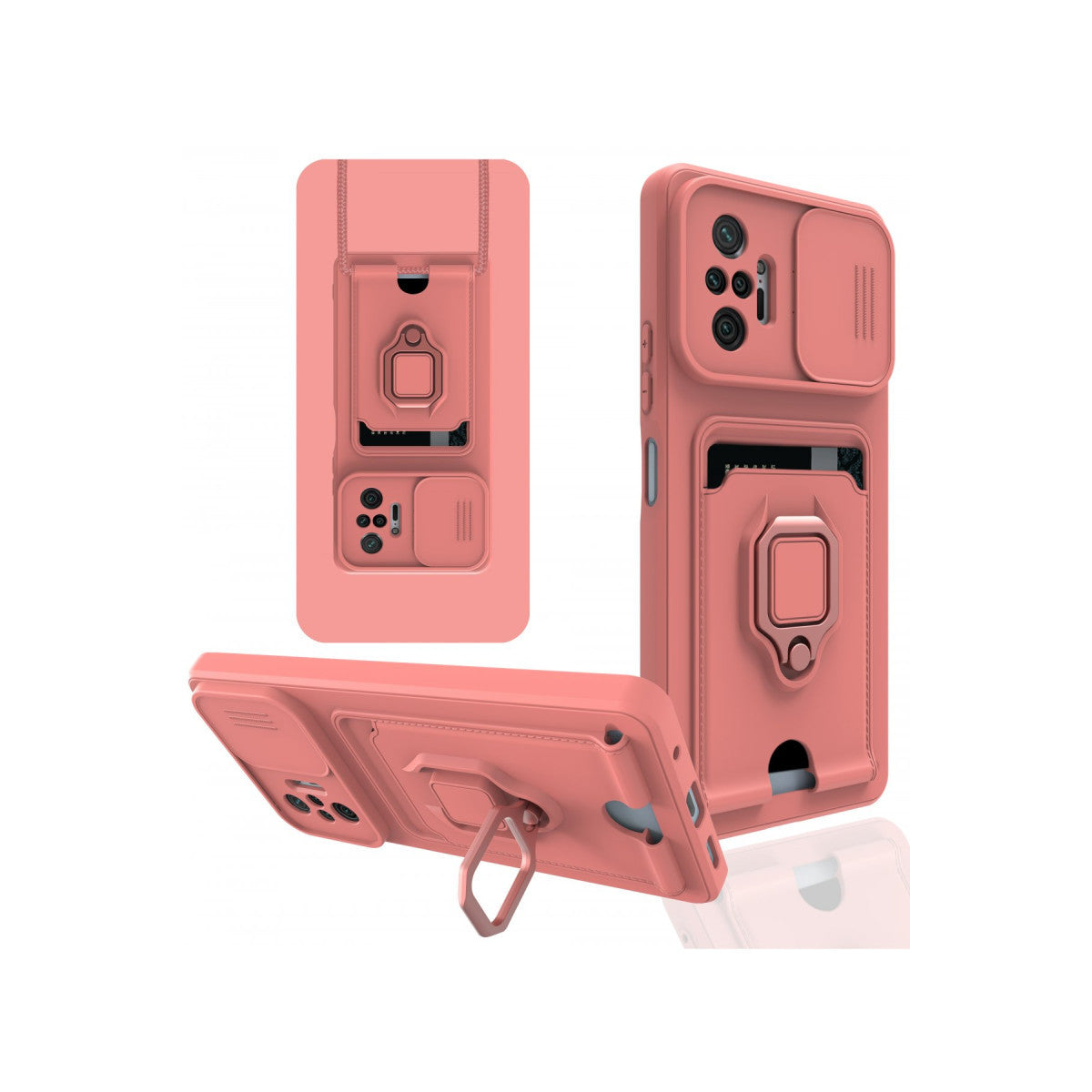 Newface Xiaomi Redmi Note 10 Pro Kılıf Zuma Kartvizitli Yüzüklü Silikon