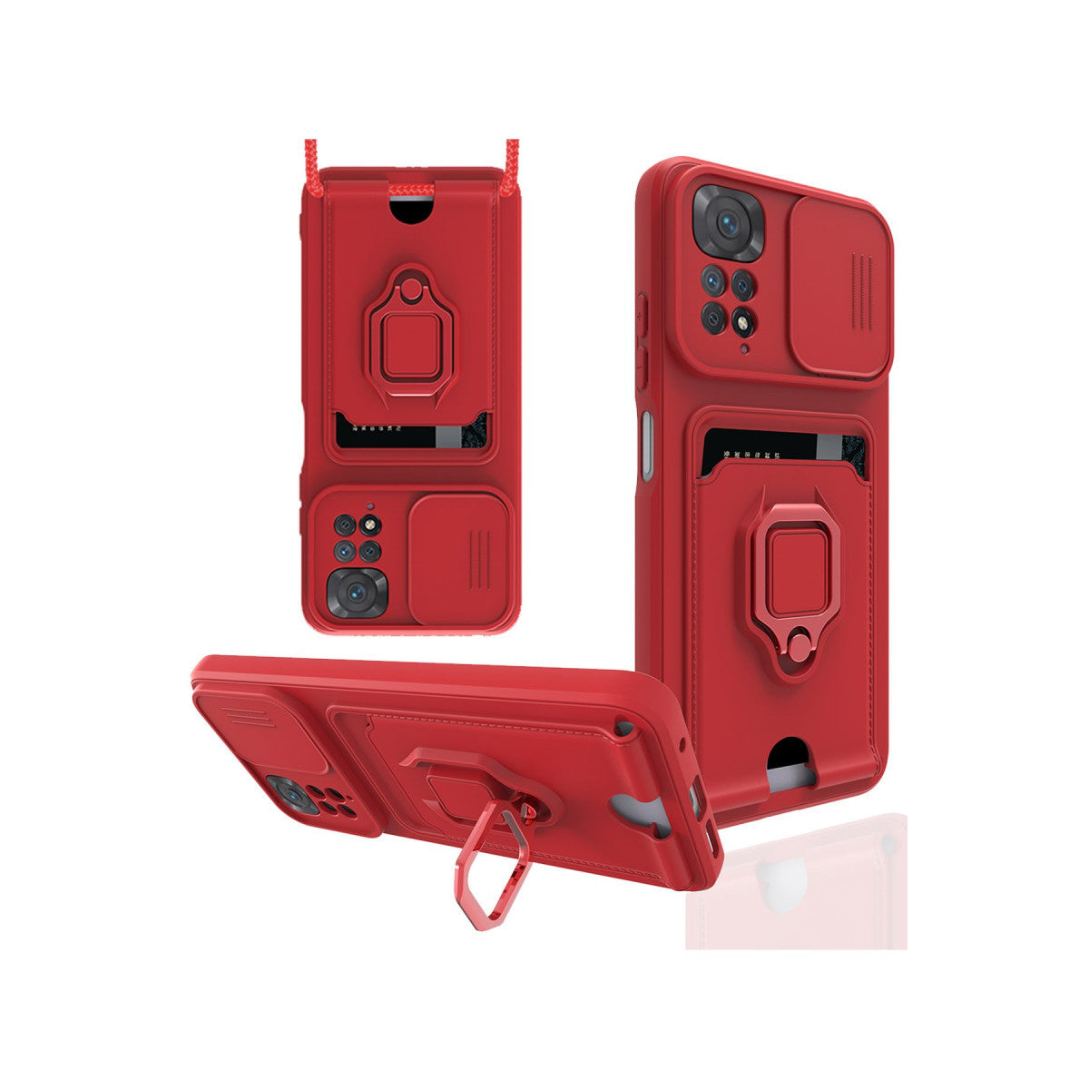 Newface Xiaomi Redmi Note 11 Pro Kılıf Zuma Kartvizitli Yüzüklü Silikon