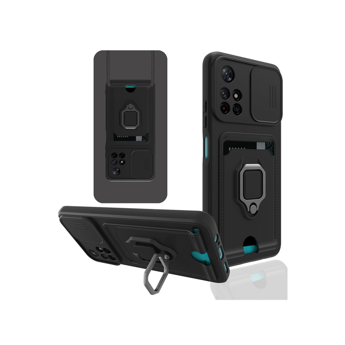 Newface Xiaomi Redmi Note 11T Kılıf Zuma Kartvizitli Yüzüklü Silikon