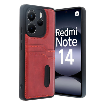 Newface Xiaomi Redmi Note 14 4G Kılıf Sara Kartvizitli Deri Kılıf