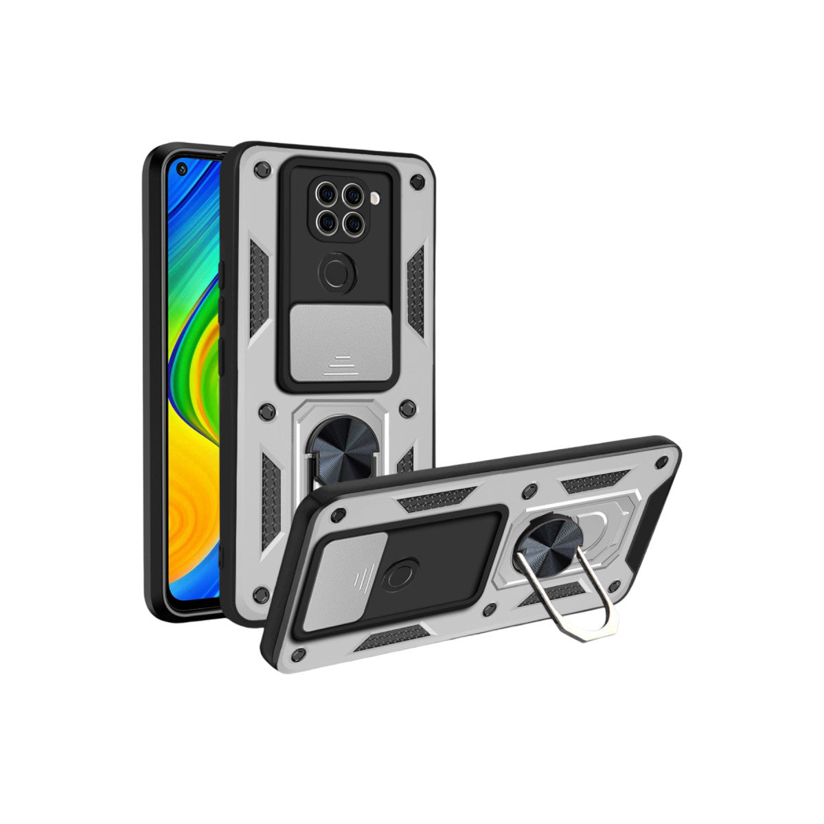 Newface Xiaomi Redmi Note 9 4G Kılıf Pars Lens Yüzüklü Silikon