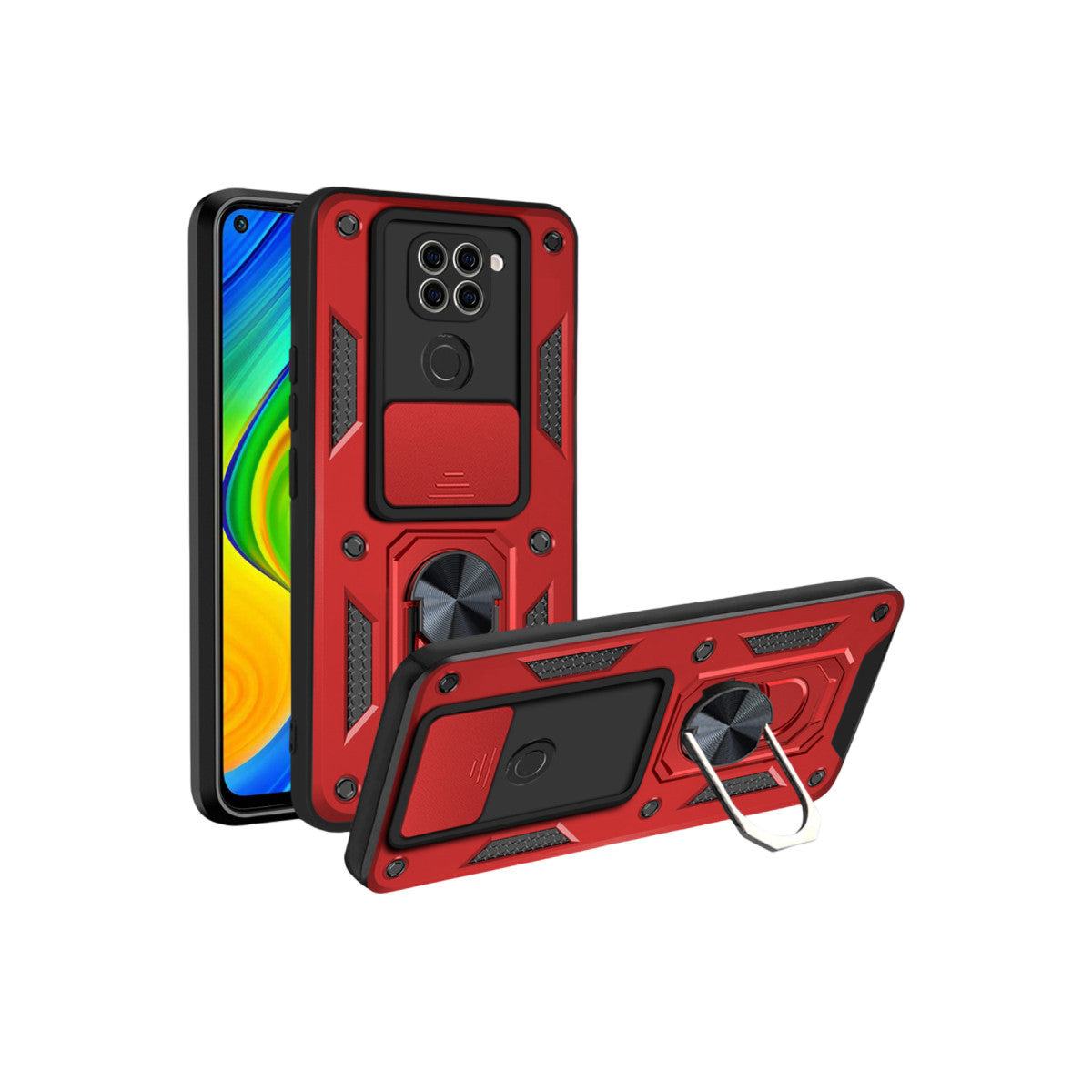 Newface Xiaomi Redmi Note 9 4G Kılıf Pars Lens Yüzüklü Silikon