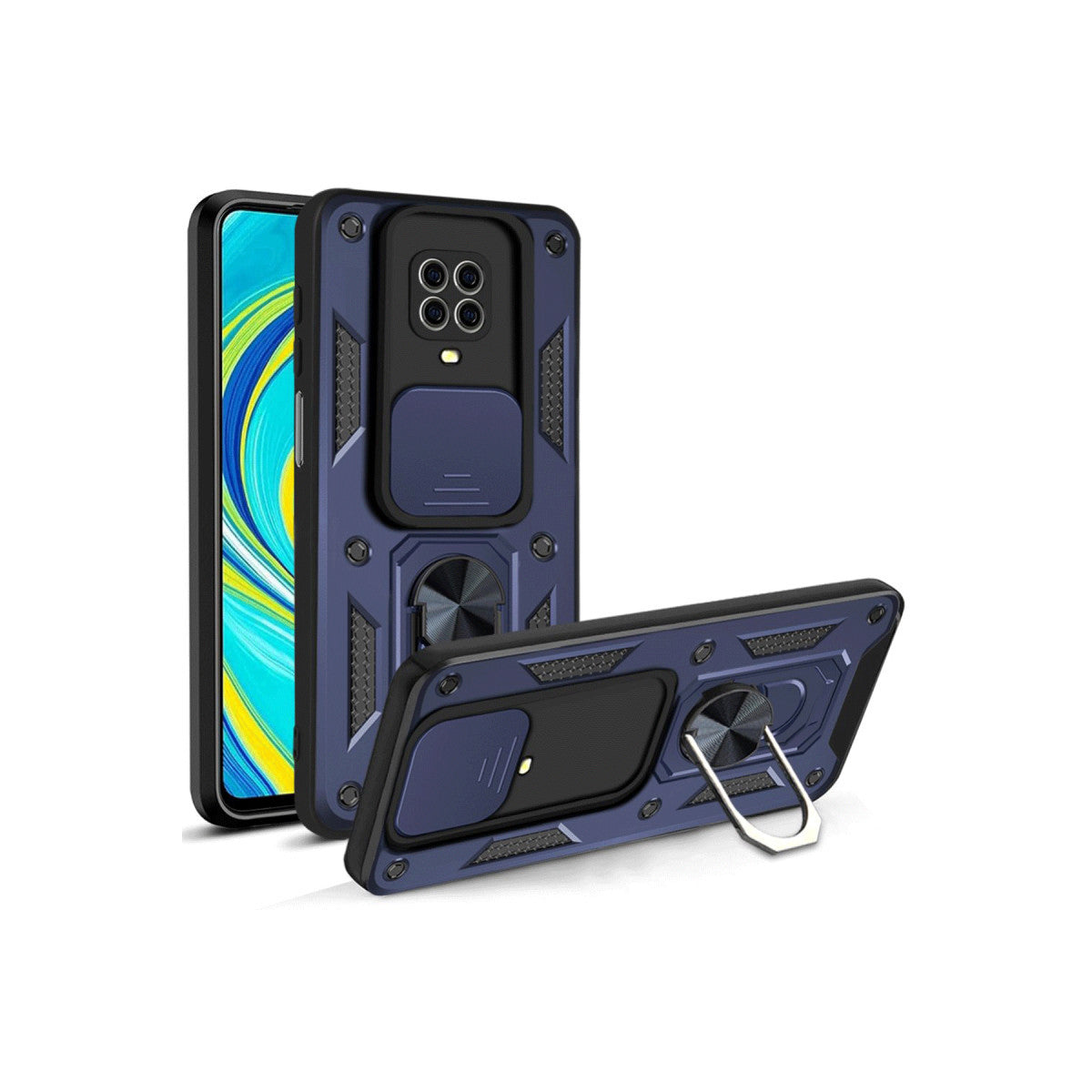 Newface Xiaomi Redmi Note 9 Pro Kılıf Pars Lens Yüzüklü Silikon