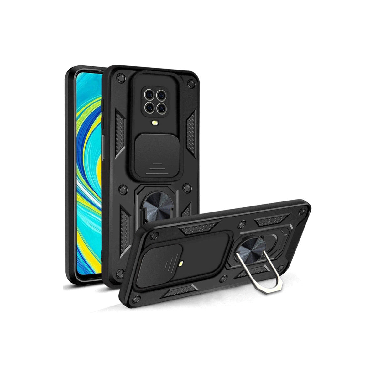 Newface Xiaomi Redmi Note 9 Pro Kılıf Pars Lens Yüzüklü Silikon