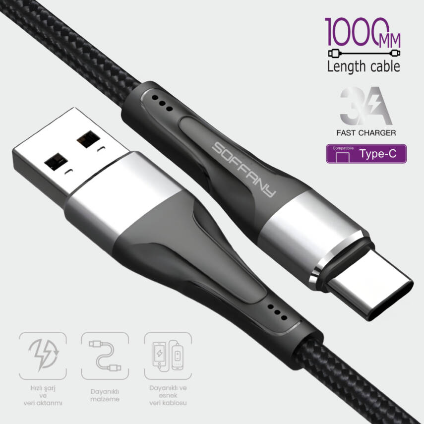 HM-550 USB to Type-C Şarj & Data Kablosu 3.0A