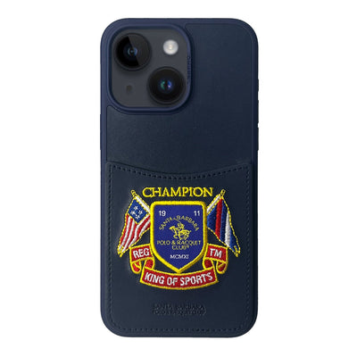 Santa Barbara Polo Racquet Club iPhone 15 Abner İçi Süet Nakış Desenli Kartvizitli Kılıf
