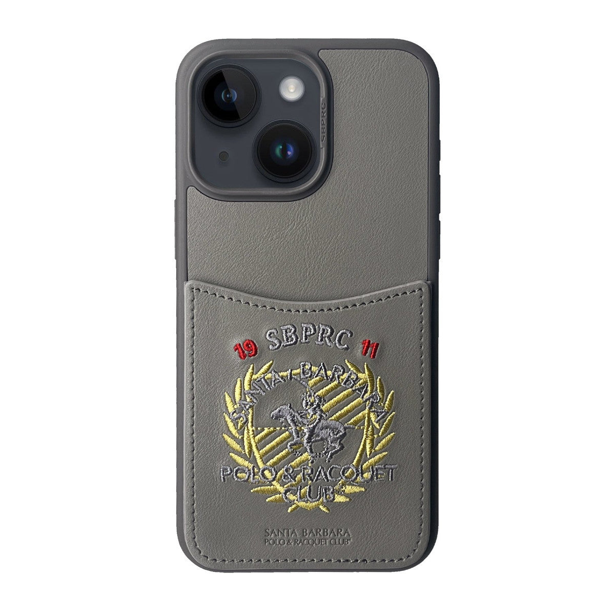 Santa Barbara Polo Racquet Club iPhone 15 Abner İçi Süet Nakış Desenli Kartvizitli Kılıf