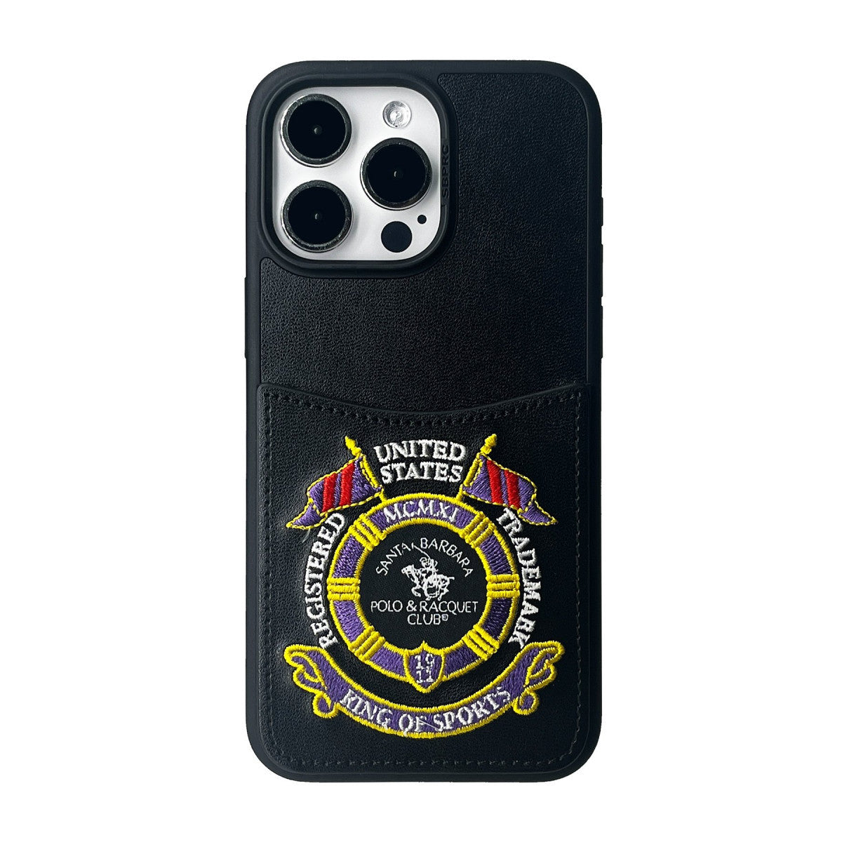 Santa Barbara Polo Racquet Club iPhone 15 Pro Abner İçi Süet Nakış Desenli Kartvizitli Kılıf