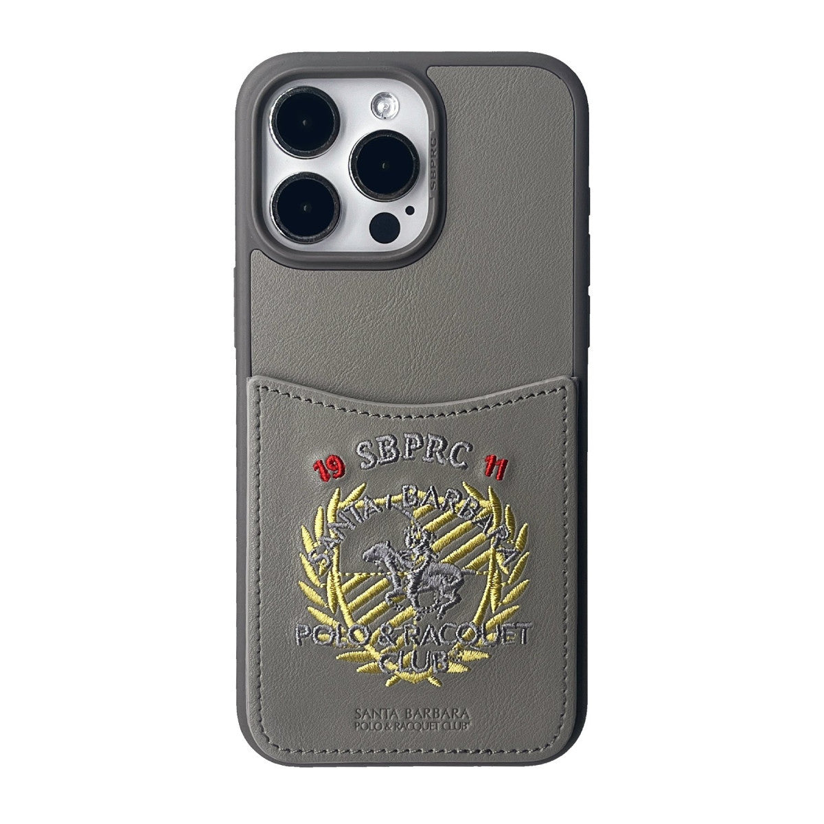 Santa Barbara Polo Racquet Club iPhone 15 Pro Abner İçi Süet Nakış Desenli Kartvizitli Kılıf