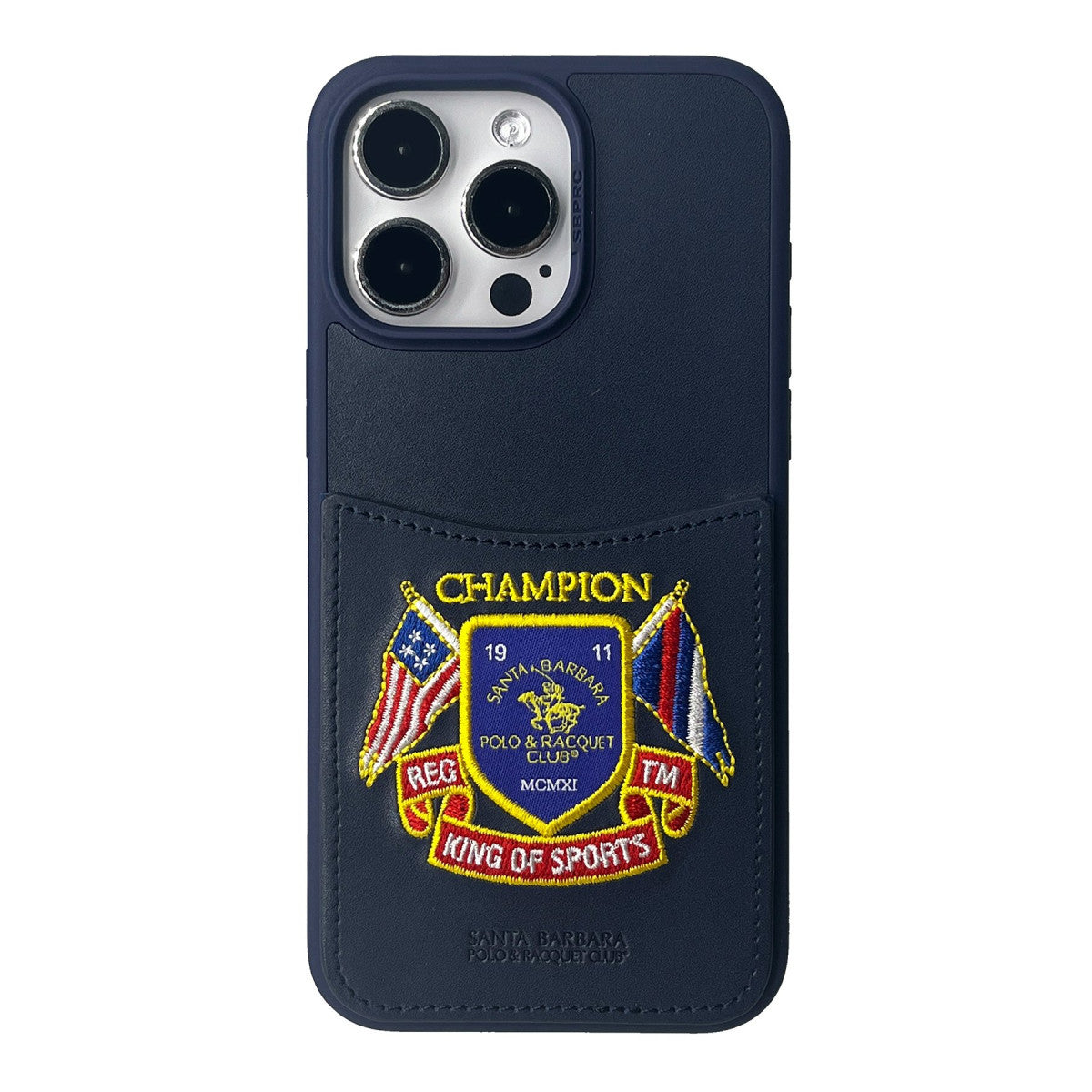 Santa Barbara Polo Racquet Club iPhone 15 Pro Max Abner İçi Süet Nakış Desenli Kartvizitli Kılıf