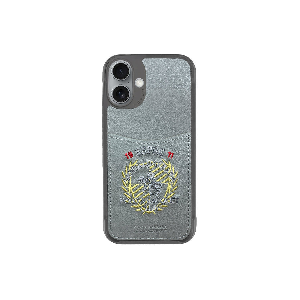 Santa Barbara Polo Racquet Club iPhone 16 Abner İçi Süet Nakış Desenli Kartvizitli Kılıf