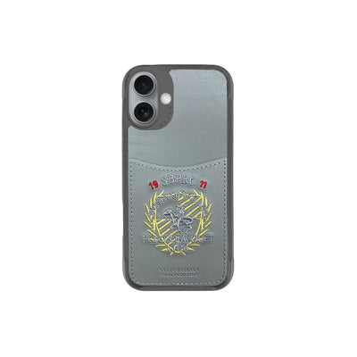 Santa Barbara Polo Racquet Club iPhone 16 Abner İçi Süet Nakış Desenli Kartvizitli Kılıf