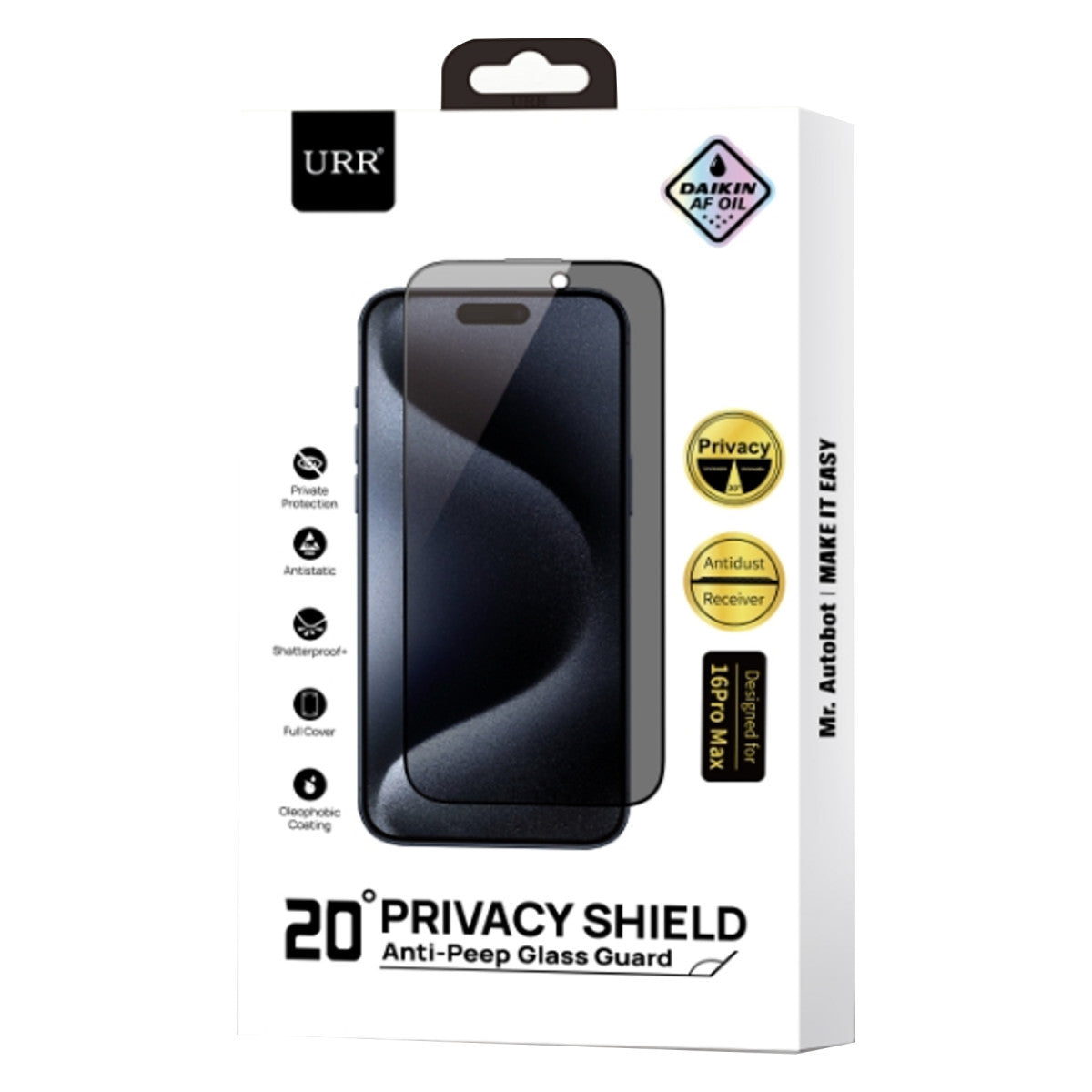 URR iPhone 14 2.5D HD 20º Privacy Cam Ekran Koruyucu