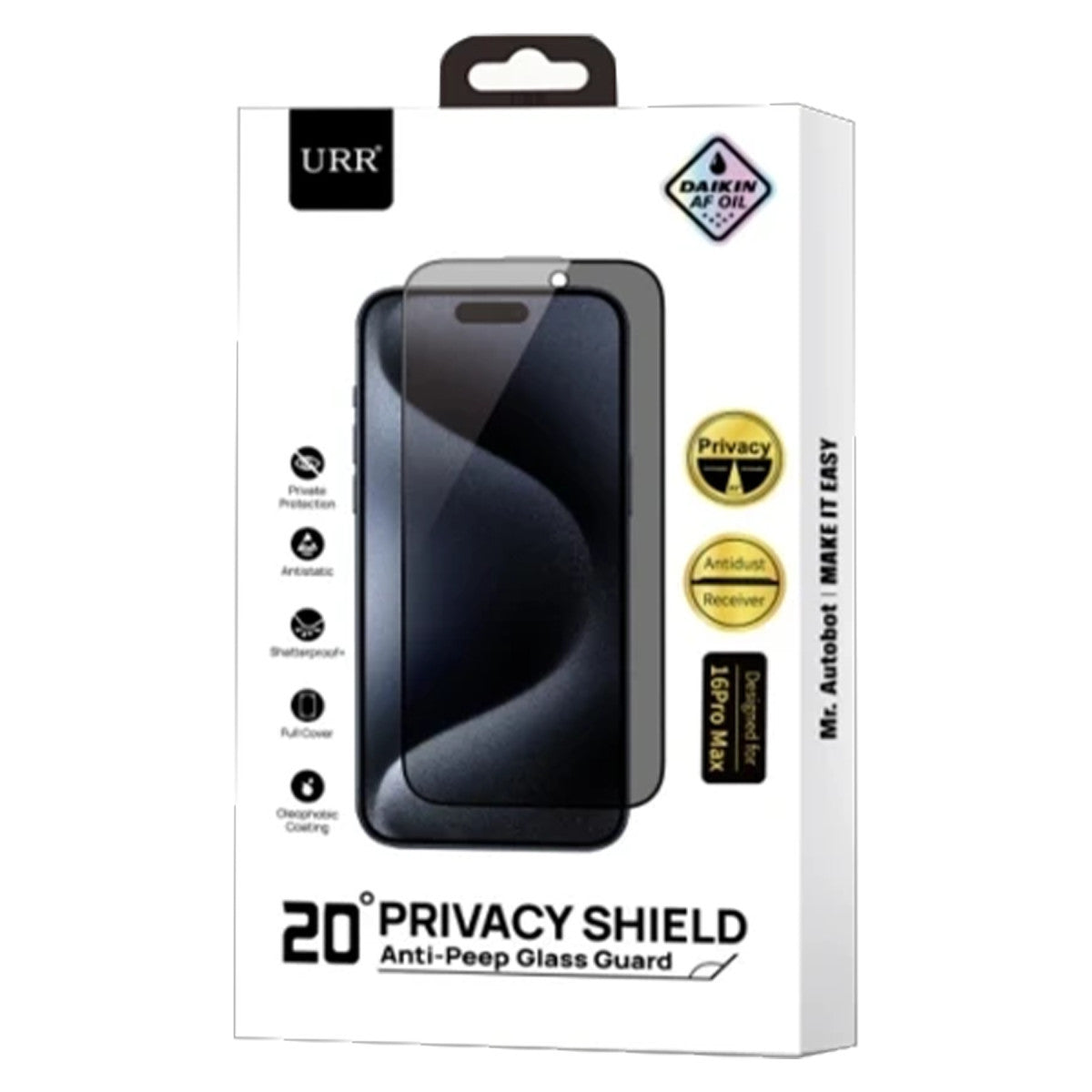 URR iPhone 16 Plus HD Privacy Cam Ekran Koruyucu