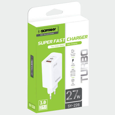 SY-228 USB-A + USB-C Turbo Şarj Başlığı