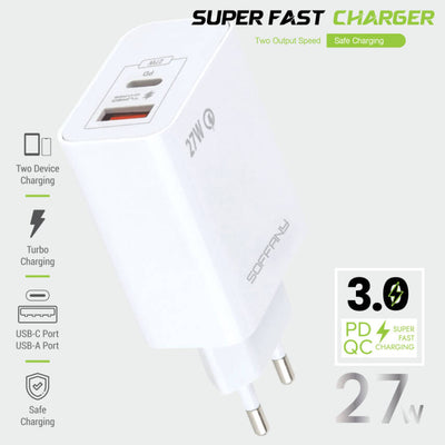SY-228 USB-A + USB-C Turbo Şarj Başlığı