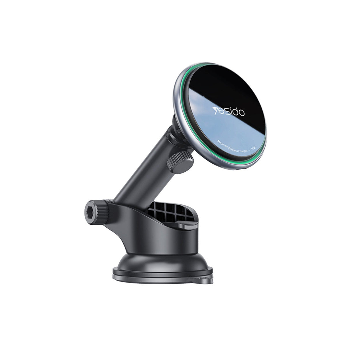 Yesido C132 15W Kablosuz Şarjlı Mıknatıslı Vantuzlu Ayarlanabilir Magsafe Araç Tutucu