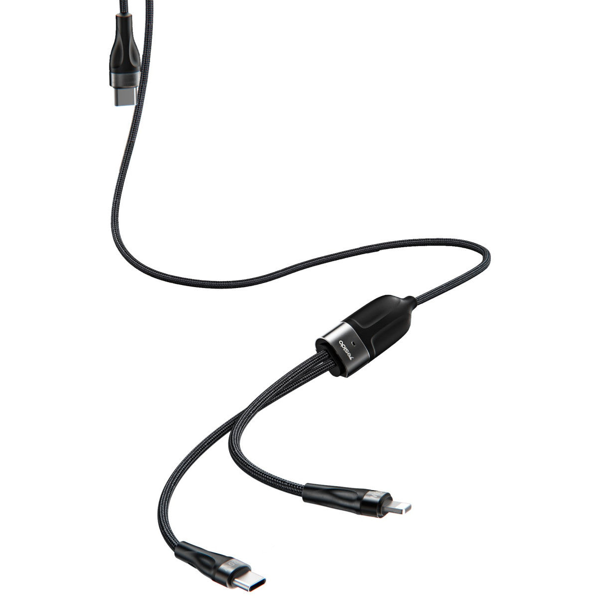 Yesido CA87 1.4M Type-C to 100W Type-C ve 20W Lightning Çift Çıkışlı 2in1 PD Hızlı Şarj Kablosu