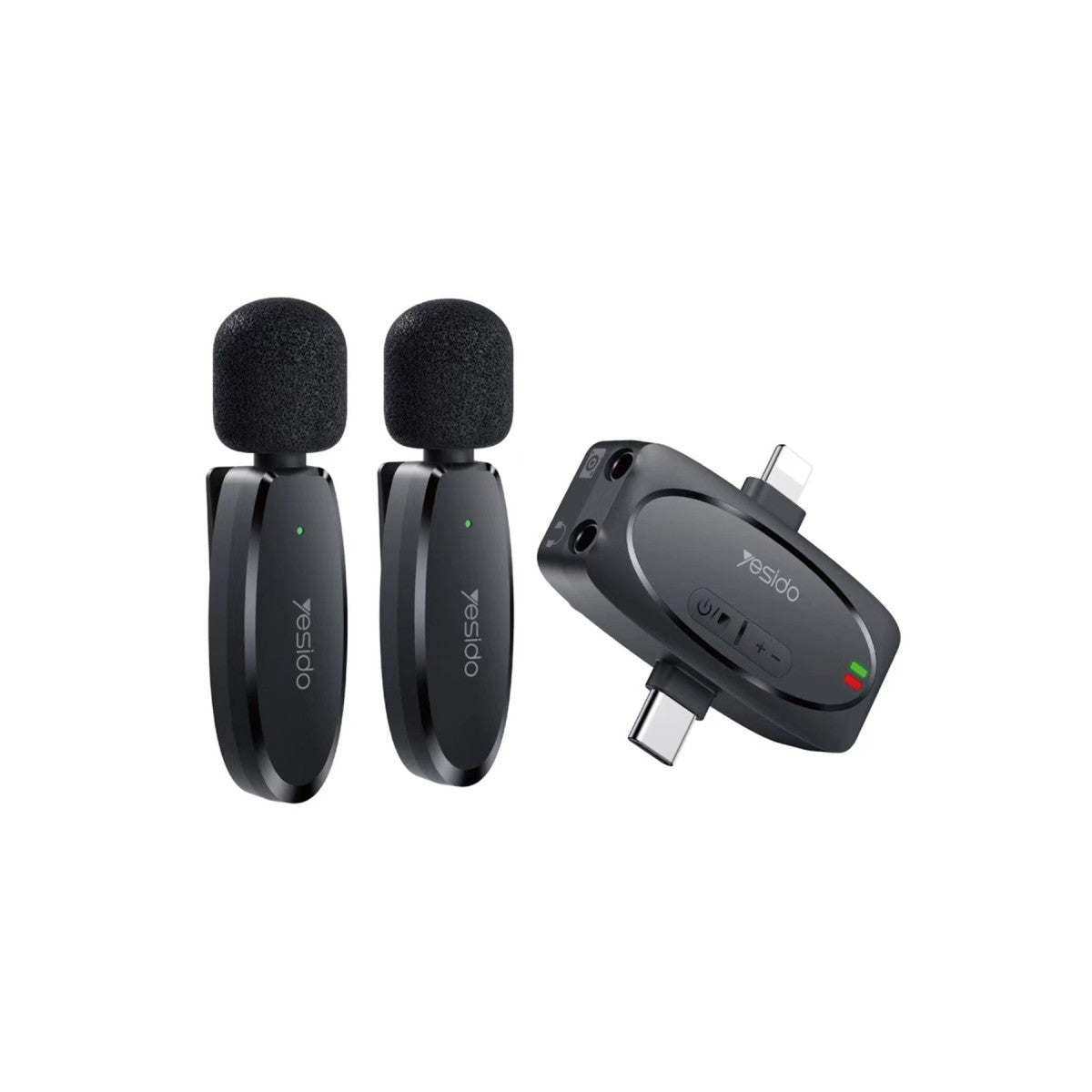 Yesido KR15 3in1 Alıcılı Kablosuz Yapay Zeka Gürültü Engelleyicili Çift Yaka Mikrofonu