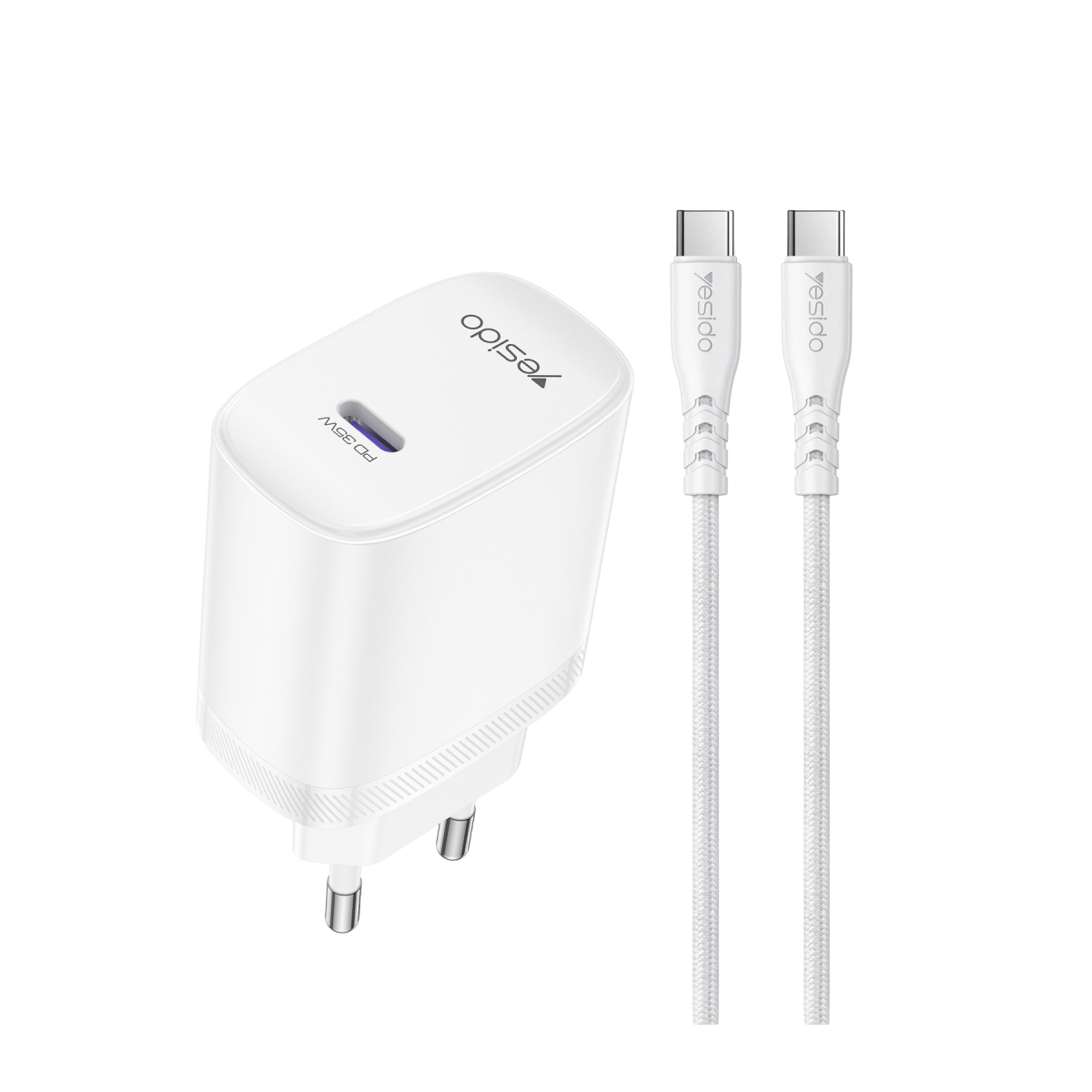 Yesido YC107 35W Type-C Çıkışlı 1M Type-C to Type-C Kablolu PD Hızlı Şarj Cihazı - kılıfxpremium