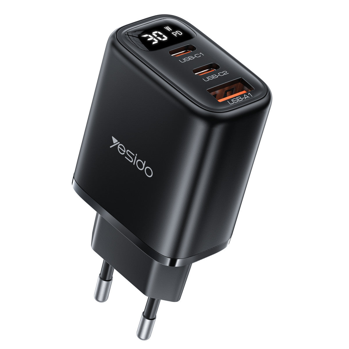 Yesido YC69 Dijital Göstergeli 1 Adet 30W USB ve 2 Adet 30W Type-C Çıkışlı PD Hızlı Şarj Cihazı