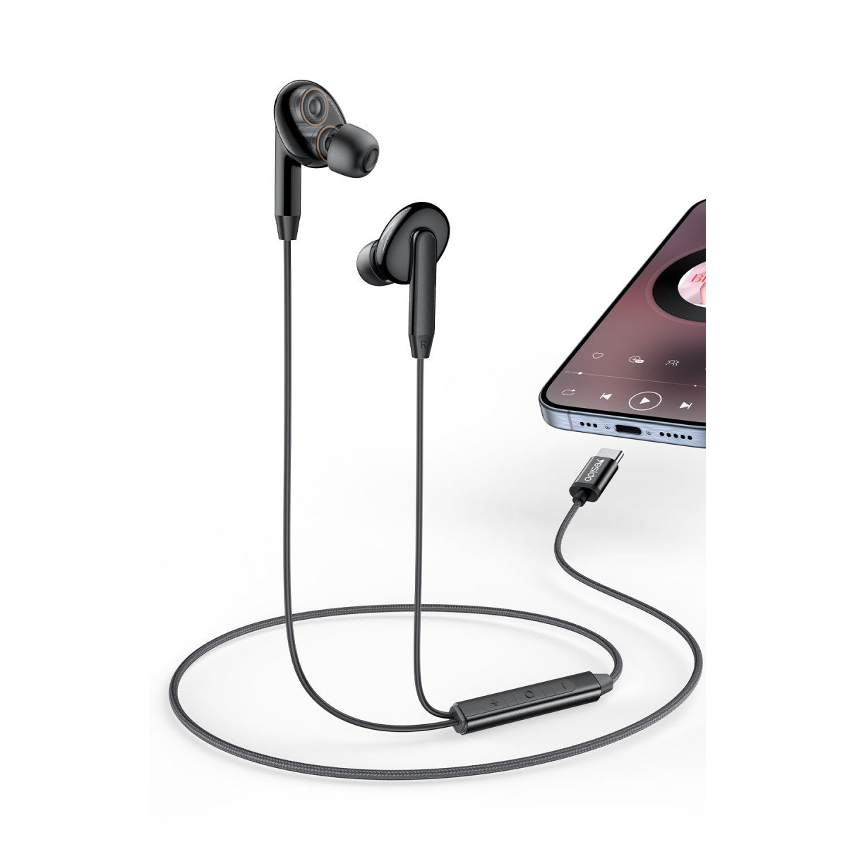 Yesido YH44 1.2M Yüksek Baslı iPhone 15 Serisi ile Uyumlu Type-C Kablolu Kulaklık